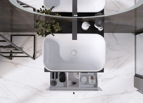 Тумба под раковину 1MarKa Desire 60П Ц0000026589 подвесная цвет Монолит найт Эмаль белая