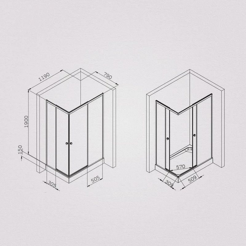 Душевой уголок AM.PM X-Joy 120х80 W94G-403-120280-MT1K профиль Хром матовый стекло прозрачное