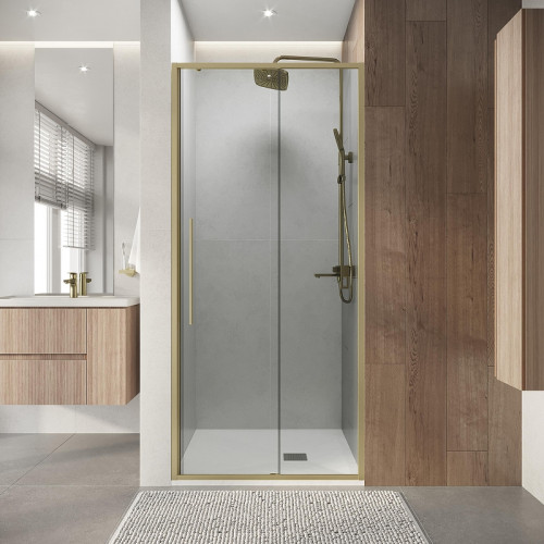 Душевая дверь Niagara Nova 100 NG-44-10ASG профиль Золото брашированное стекло прозрачное