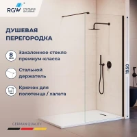 Душевая перегородка RGW Walk In (Волк-ин) WA-210B 100 351021010-14 профиль Черный стекло прозрачное