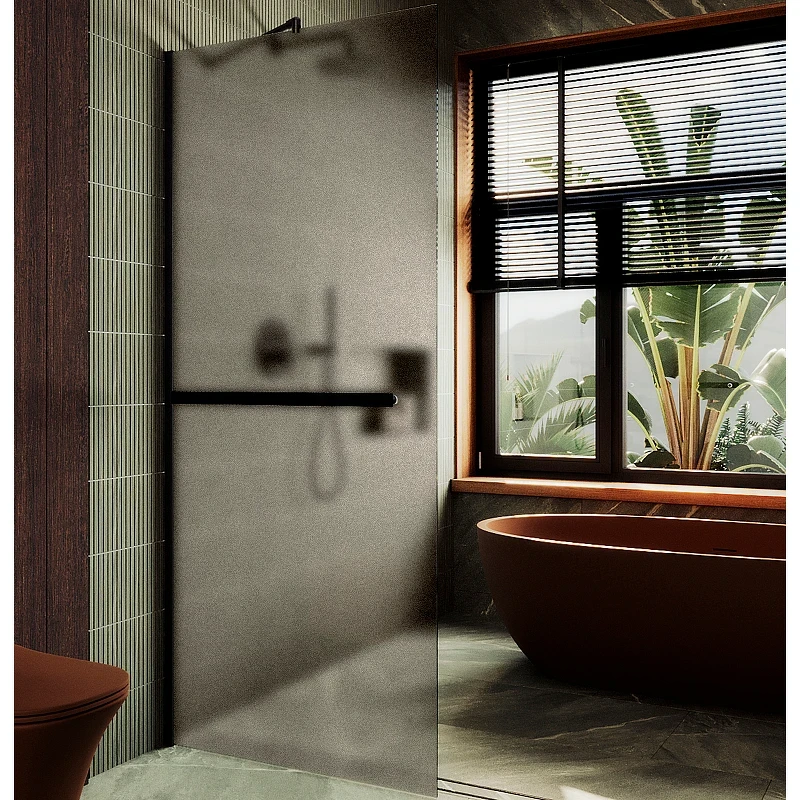 Душевая перегородка Maybah Glass MGD-728-6ш 790x1950 в широком профиле Черный стекло бронзовое матовое