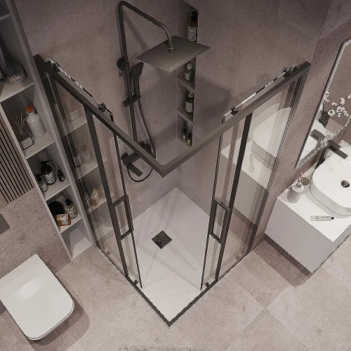 Душевой уголок Grossman Cosmo 90х90 300.K33.02.9090.21.00 профиль Черный матовый стекло прозрачное