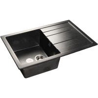 Кухонная мойка GranFest Quadro GF-Q780L Черная искусственный камень (литьевой мрамор) встраиваемый