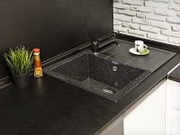 Кухонная мойка GranFest Quadro GF-Q780L Черная искусственный камень (литьевой мрамор) встраиваемый