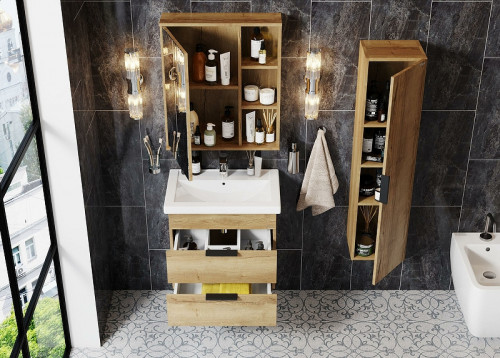 Зеркальный шкаф Onika Легран 50.00У 205022 Дуб галифакс МДФ / ЛДСП, стекло