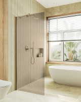 Душевая перегородка Maybah Glass MGD-691-3ш 890x1950 в широком профиле Золото стекло бронзовое