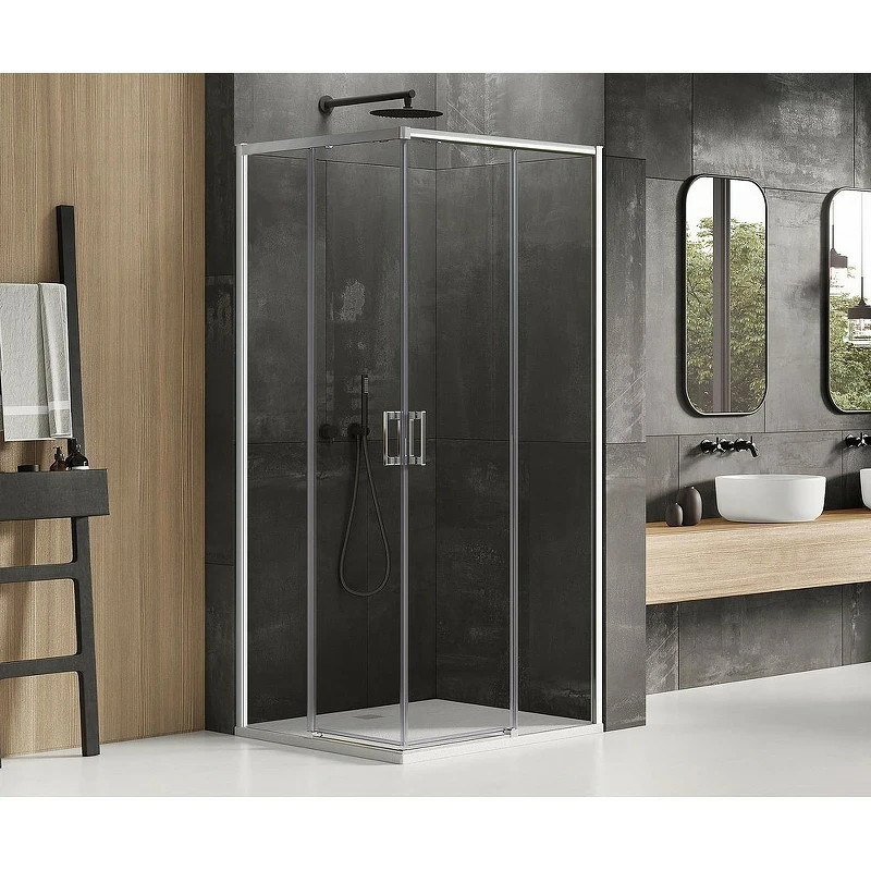 Душевой уголок New Trendy Prime Chrome 110х90 D-0300A/D-0297A профиль Хром стекло прозрачное