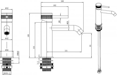Смеситель для раковины Allen Brau Priority 5.31A01-GB31 цвет Золото Черный