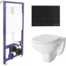 Комплект унитаза Damixa Jupiter DX77C1738SC с инсталляцией Berges Novum L5 040215 с сиденьем Микролифт и Черной матовой клавишей смыва фарфор подвесной