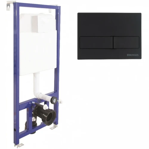 Комплект унитаза Damixa Jupiter DX77C1738SC с инсталляцией Berges Novum L5 040215 с сиденьем Микролифт и Черной матовой клавишей смыва фарфор подвесной