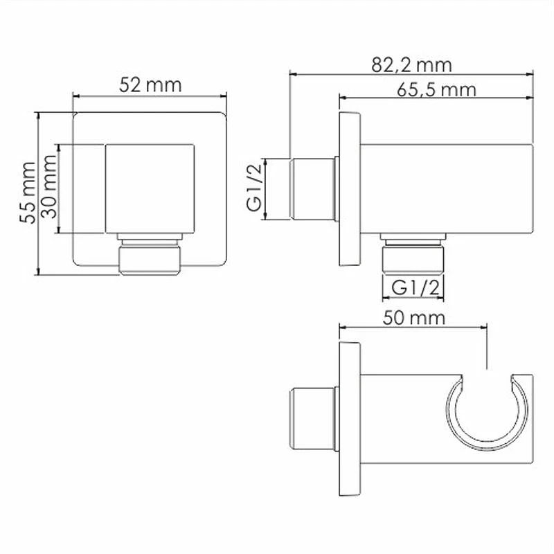 Гигиенический душ со смесителем WasserKRAFT А66096 Черный глянец латунь на стену