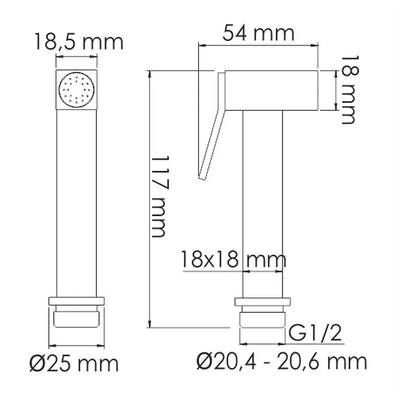 Гигиенический душ со смесителем WasserKRAFT А66096 Черный глянец латунь на стену