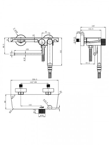 Гигиенический душ со смесителем WeltWasser Higi SH2 GG 10000013683 цвет Брашированная оружейная сталь