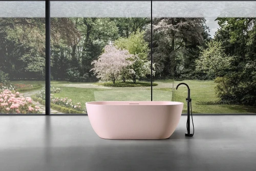 Ванна из искусственного камня Abber Frankfurt 170x75 AM9941MP Розовая матовая без гидромассажа