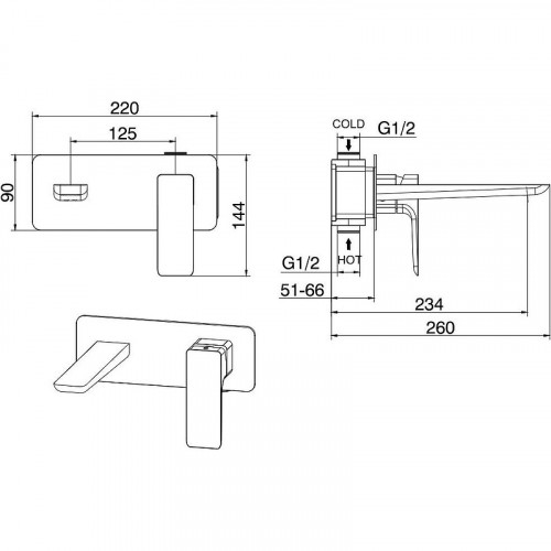 Смеситель для раковины Allen Brau Infinity 5.21003-00 Хром латунь встраиваемый