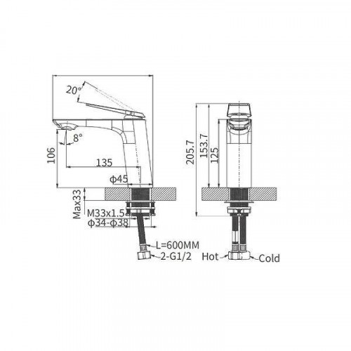 Смеситель для раковины Arrow AMP1145H цвет Черный матовый, Золото