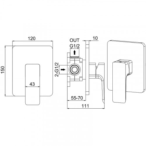 Смеситель для душа Allen Brau Infinity 5.21015-00 Хром латунь встраиваемый
