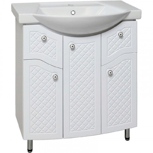 Тумба под раковину Runo Милано 75 УТ000002088 Белая МДФ / ЛДСП