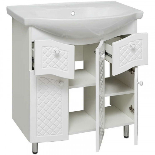 Тумба под раковину Runo Милано 75 УТ000002088 Белая МДФ / ЛДСП