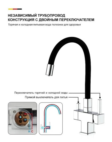 Смеситель для кухни Gappo G4395-30 цвет Хром Черный