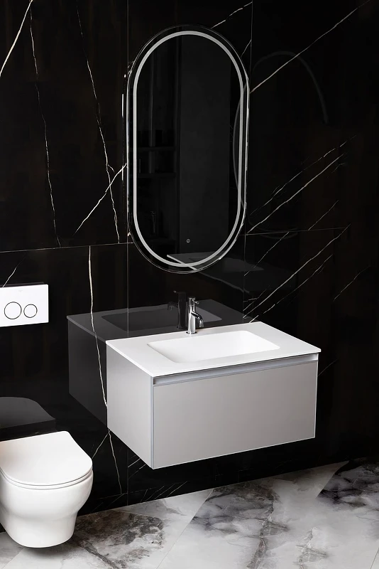 Зеркало Boheme Modern 60x110 568-GM с подсветкой Оружейная сталь с сенсорным выключателем и подогревом стекло