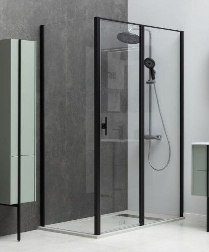 Душевая стенка Allen Brau Priority 80 3.31015.BBA профиль Черный брашированный стекло прозрачное