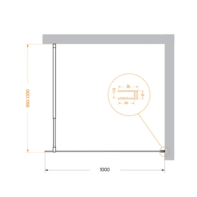 Душевая перегородка BelBagno Kraft 100 KRAFT-L-1-100-C-NERO профиль Черный матовый стекло прозрачное