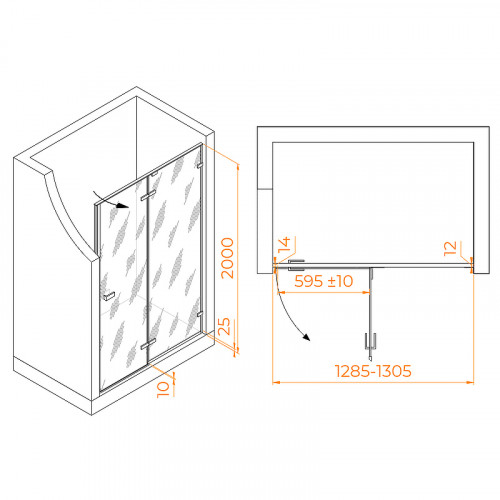 Душевая дверь RGW Stilvoll SV-004 130 353200413-21 профиль Хром стекло матовое