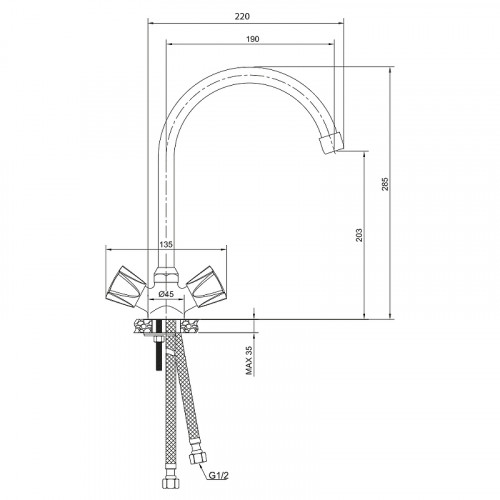 Смеситель для кухни WesnaArt Kamila KAM16-110-23430 Хром