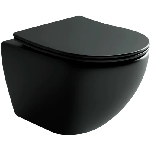 Комплект унитаза с инсталляцией Ceramicanova Metropol CN4002MB_1002B_1000 с сиденьем Микролифт и Черной матовой клавишей смыва фарфор подвесной