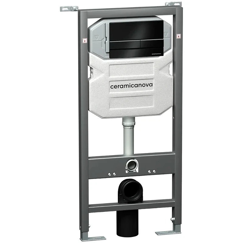 Комплект унитаза с инсталляцией Ceramicanova Metropol CN4002MB_1002B_1000 с сиденьем Микролифт и Черной матовой клавишей смыва фарфор подвесной