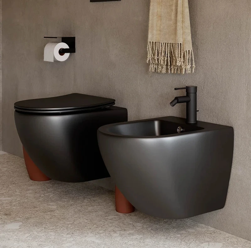 Комплект унитаза с инсталляцией Ceramicanova Metropol CN4002MB_1002B_1000 с сиденьем Микролифт и Черной матовой клавишей смыва фарфор подвесной