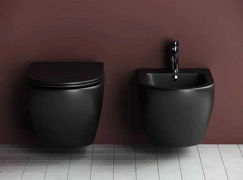 Комплект унитаза с инсталляцией Ceramicanova Metropol CN4002MB_1002B_1000 с сиденьем Микролифт и Черной матовой клавишей смыва фарфор подвесной