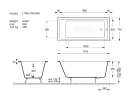 Чугунная ванна Vinsent Veron Square 170x75 VSQ1707545-AS цвет Белый с антискользящим покрытием
