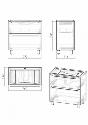Тумба под раковину Grossman Адель 80 108007 Белая МДФ / ЛДСП