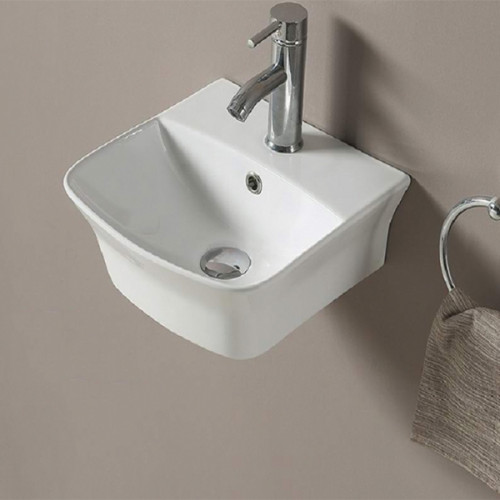 Раковина CeramaLux 55 78369С Белая фаянс подвесная