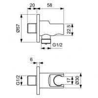 Шланговое подключение Ideal Standard Ideal Rain BC807GN Silver Storm латунь на стену