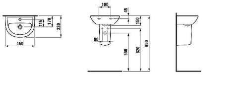 Раковина подвесная Laufen Pro B 45 8.1595.2.000.104.1 Белая