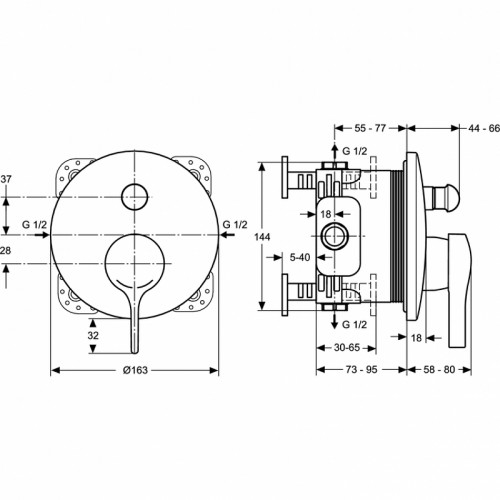 Смеситель для душа Ideal Standard Melange A4720AA Хром латунь встраиваемый