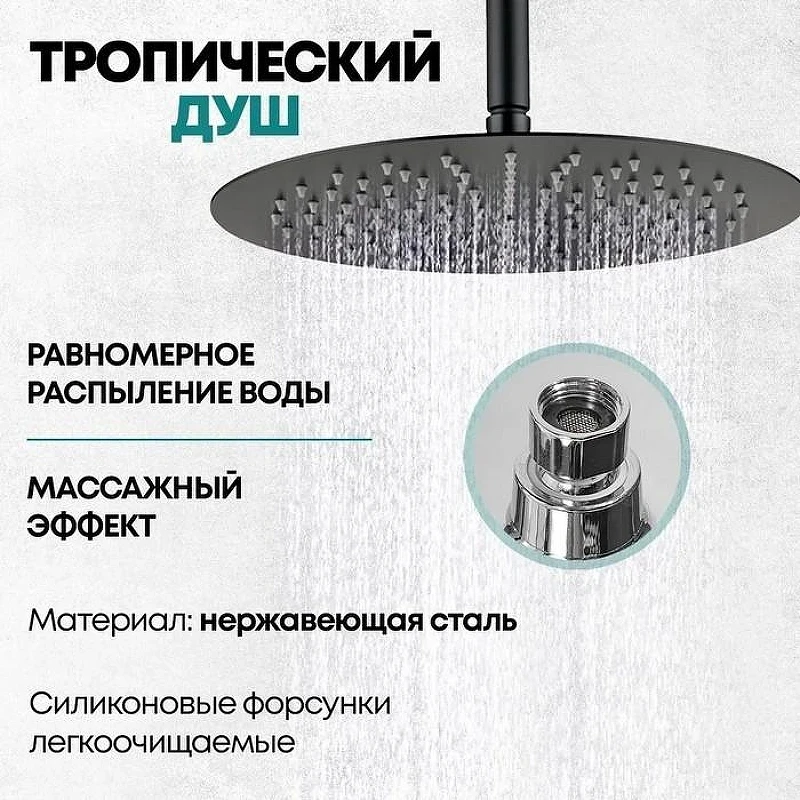 Душевая система Grocenberg GB5099BL-4 Черная матовая
