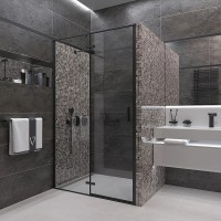 Душевая дверь Veconi Vianno VN-73B 120 VN73B-120-01-C4 профиль Черный матовый стекло прозрачное
