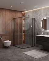 Душевой уголок Cezares Molveno 110x110 MOLVENO-A-22-90+20-C-GM-IV профиль Оружейная сталь стекло прозрачное