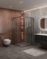 Душевой уголок Cezares Molveno 110x110 MOLVENO-A-22-90+20-C-GM-IV профиль Оружейная сталь стекло прозрачное