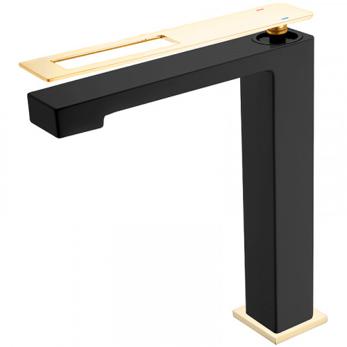 Смеситель для раковины Boheme Q 142-BG Черный Золото латунь