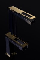 Смеситель для раковины Boheme Q 142-BG Черный Золото латунь