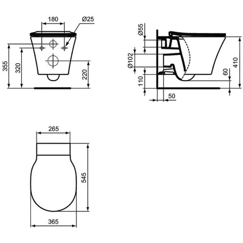 Унитаз с инсталляцией Ideal Standard Connect Air Prosys R031001 с сиденьем Микролифт и клавишей смыва Хром