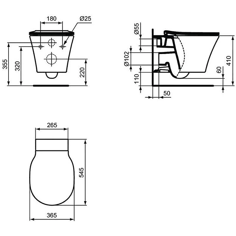 Унитаз с инсталляцией Ideal Standard Connect Air Prosys R031001 с сиденьем Микролифт и клавишей смыва Хром