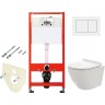Комплект унитаза AQUAme AQM2002 с инсталляцией Tece Base 9400413 с сиденьем Микролифт и Белой клавишей смыва фаянс подвесной