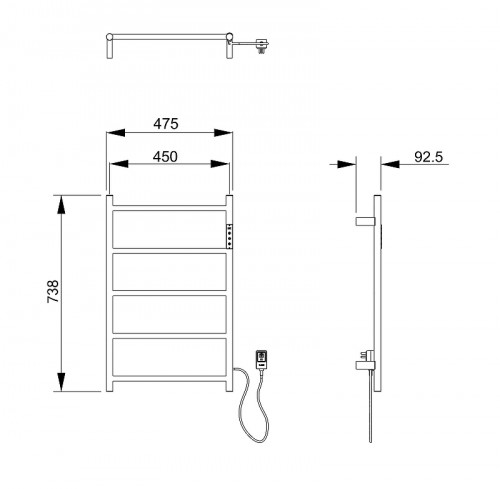 Электрический полотенцесушитель Wonzon & Woghand Bonn 47,5х73,8 R WW-AL405-GM цвет Темный графит