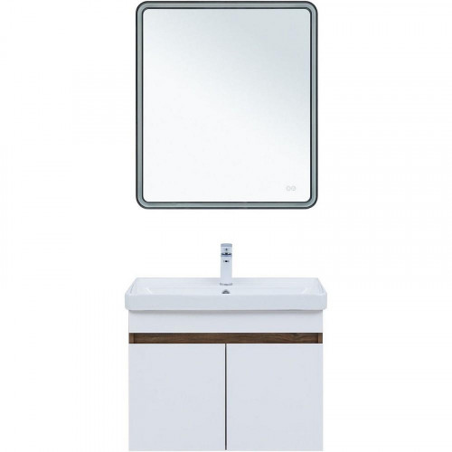 Тумба под раковину Aquanet Оптима 80 344793 подвесная Дуб рустикальный Белый сатин